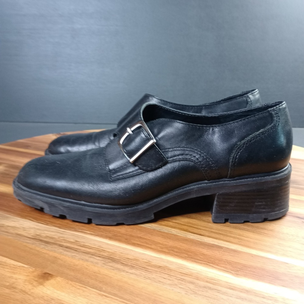 Bass Monk Shoes Nicota Womens Sz‎ 9 M Black Leather Chunky Lug Practical Magic